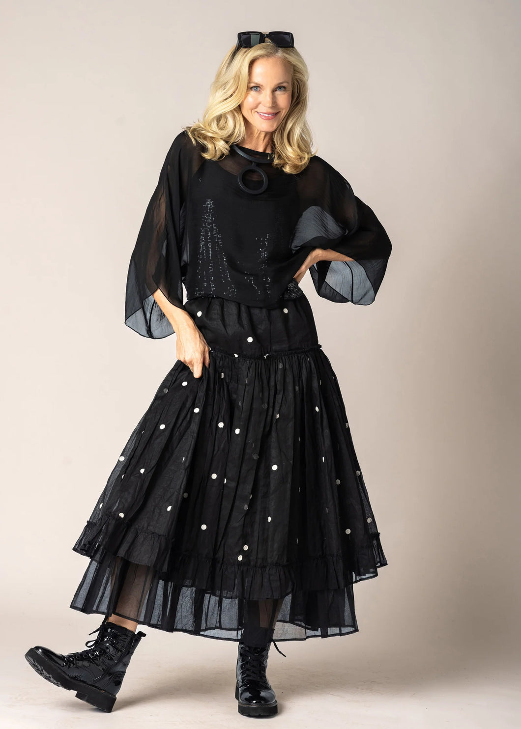 Imagine Fashion Elowen Organza Skirt Onyx Spot