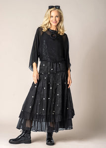 Imagine Fashion Elowen Organza Skirt Onyx Spot