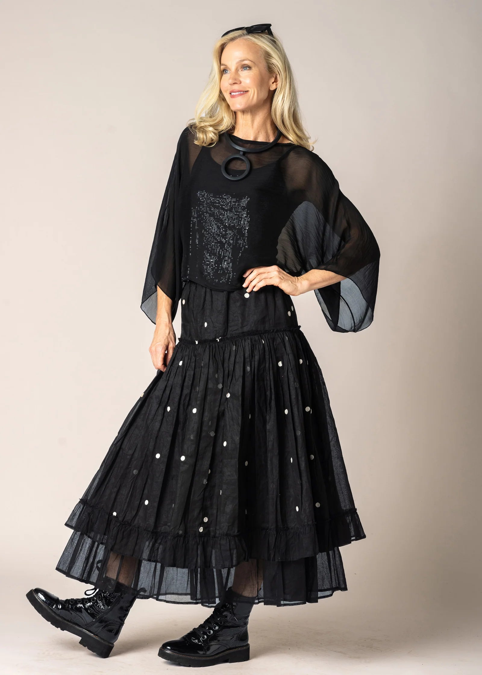 Imagine Fashion Elowen Organza Skirt Onyx Spot