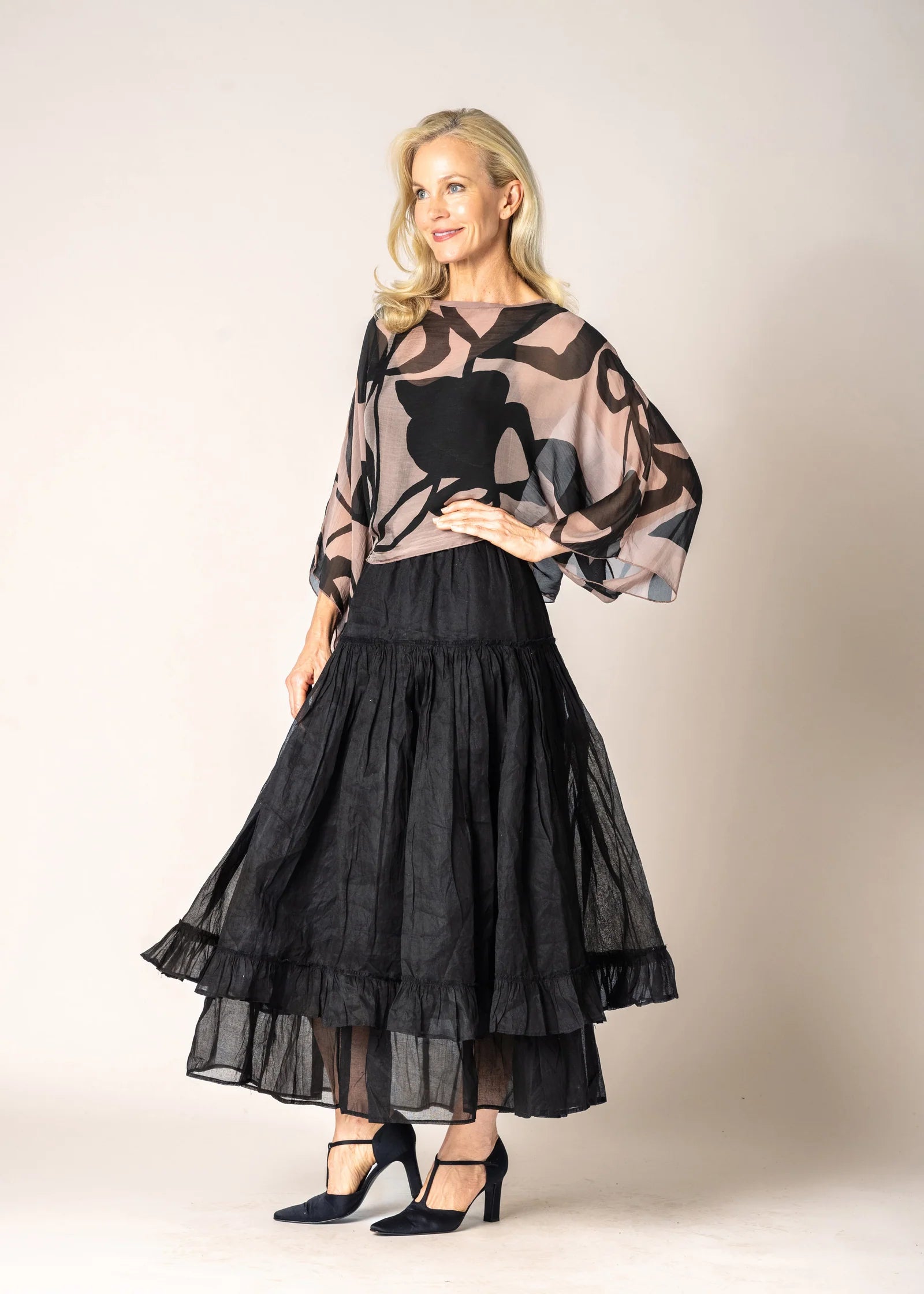 Imagine Fashion Elowen Organza Skirt Onyx