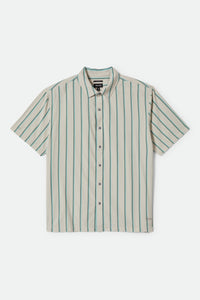 Brixton Cru Stripe S/S Woven Shirt Beige/Pine Needle/Aquatic Green