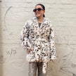 Cinnamon Creations F77 Leopard Print Fluffy Coat White Beige