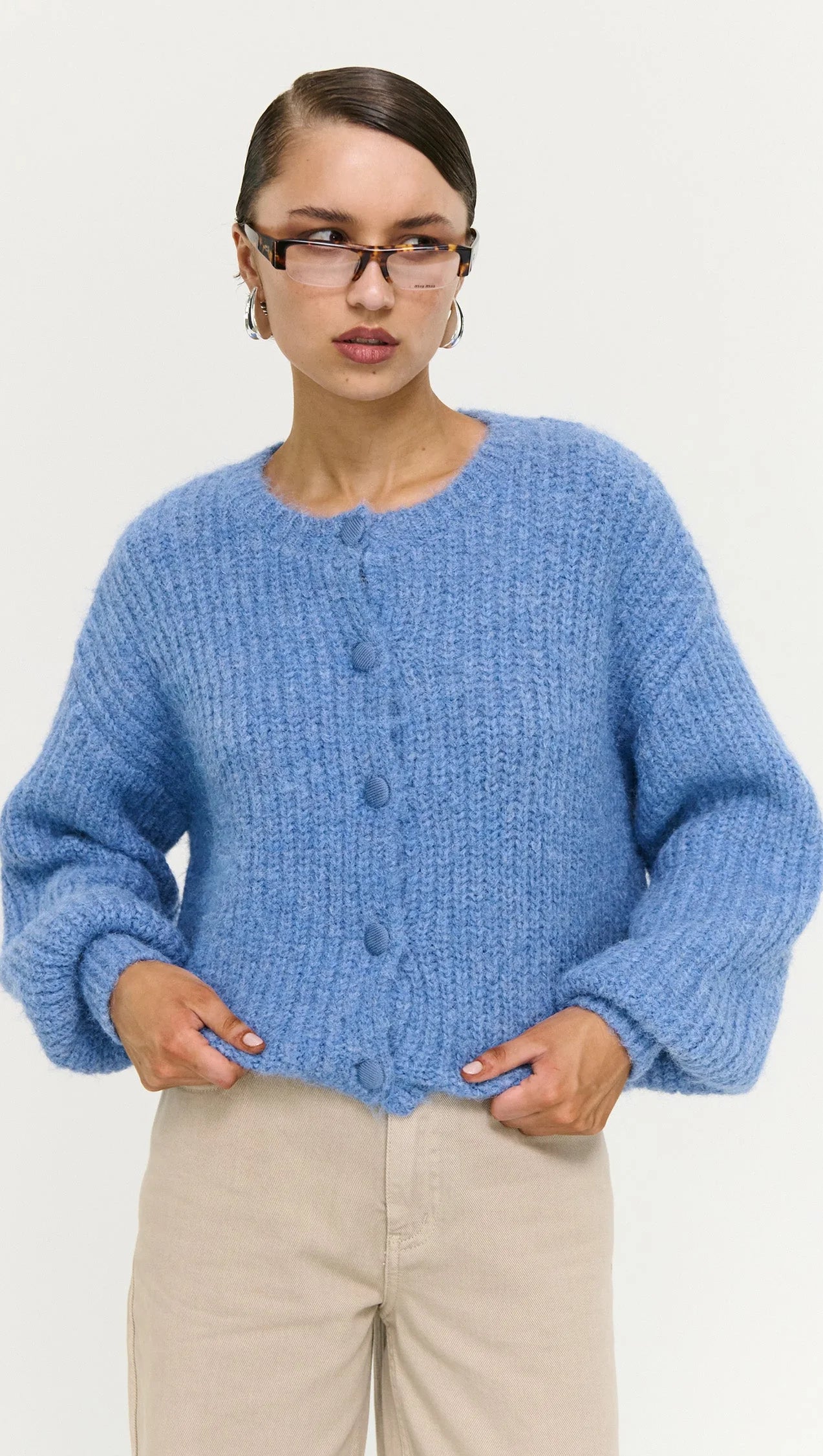 Staple The Label Elowen Cardigan Steel Blue