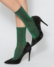 Load image into Gallery viewer, High Heel Jungle Glitterati Socks Emerald
