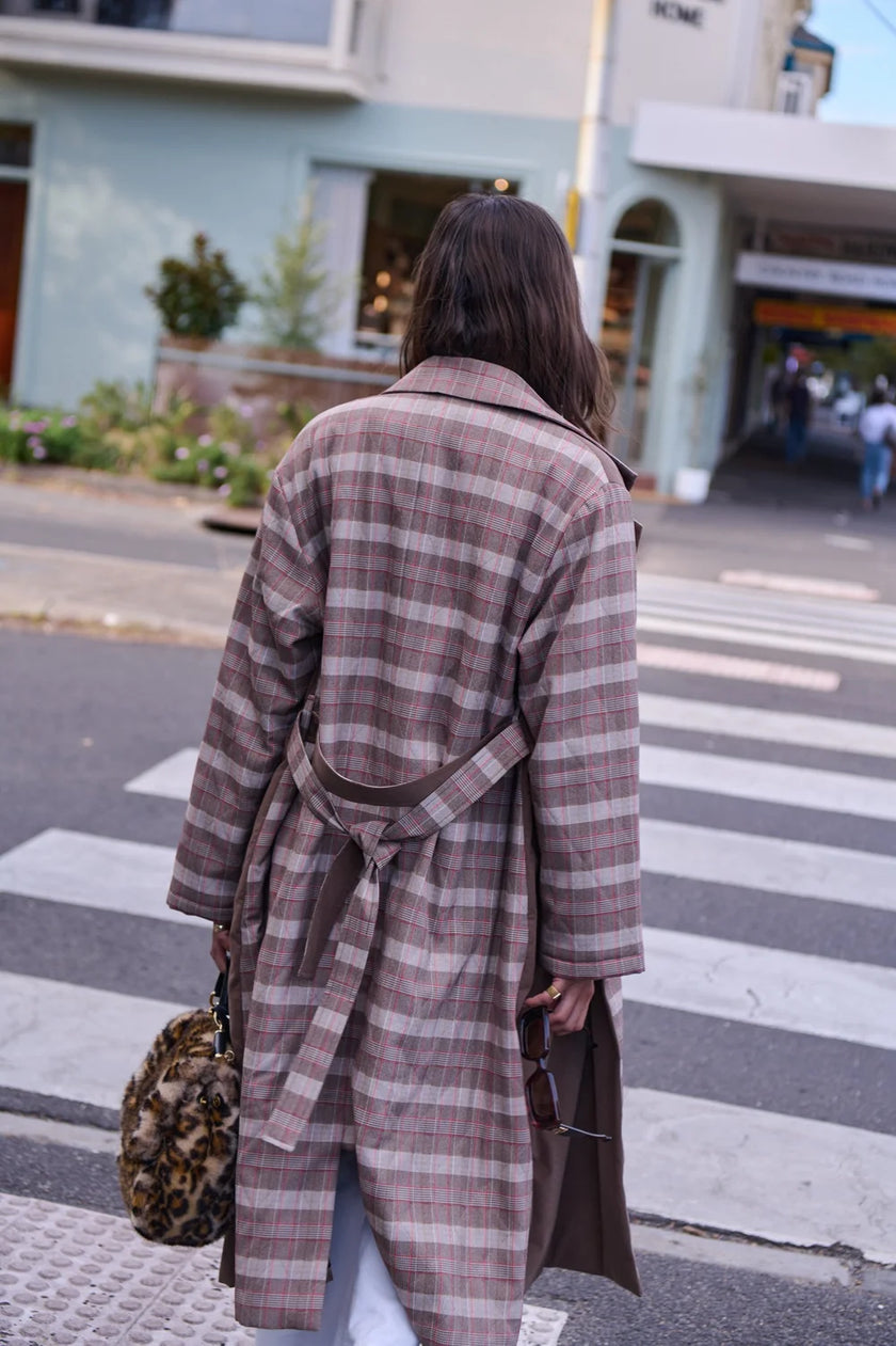 Barry Made Holmsen Trench Choc/ Camel Check