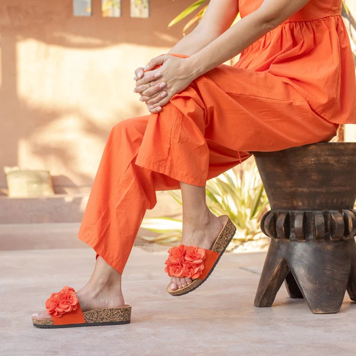 Los Cabos Corsage Embellished Slide Sandals Tango