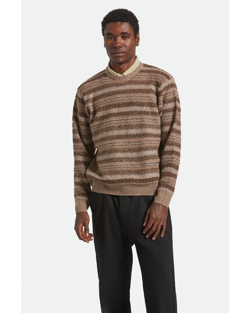 Brixton Midnight Crew Sweater Multi Neutral Stripe