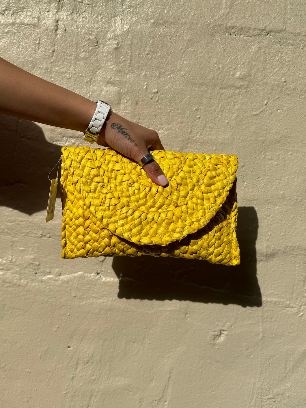 Free Spirit Australia Woven Clutch Lemon