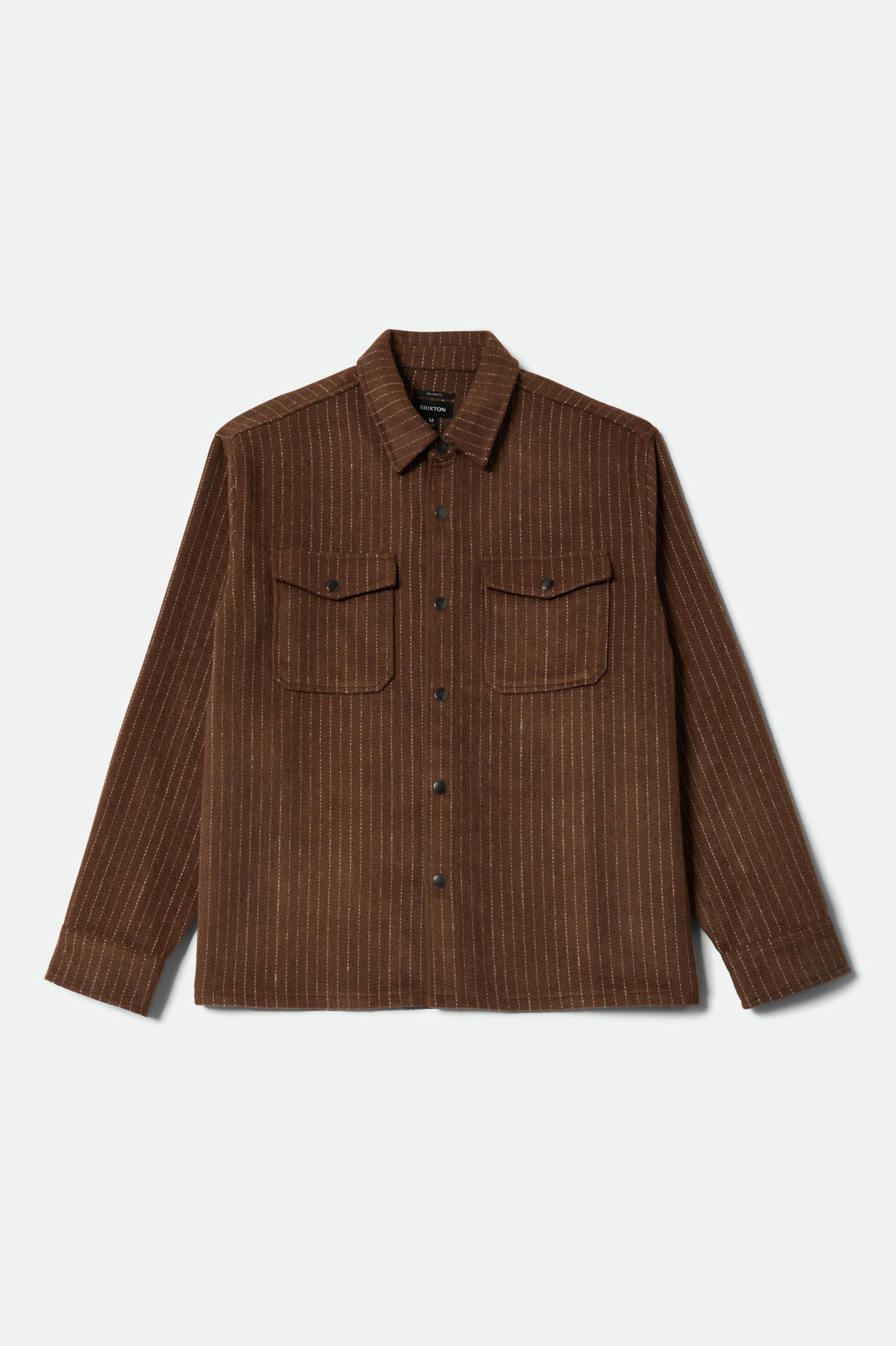 Brixton Selden Soft Brushed Flannel Pinecone Brown Pinstripe