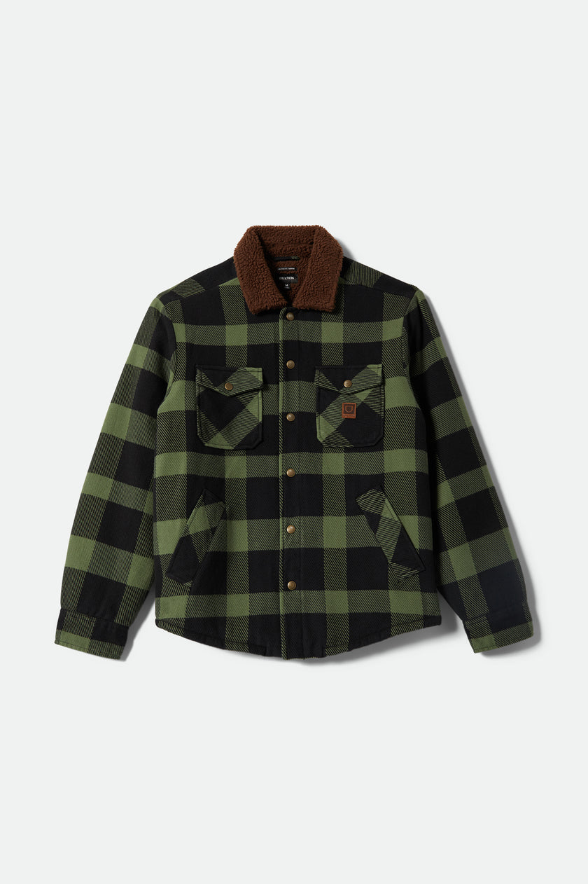 Brixton Durham Lined Jacket Black/Wild Green Flannel