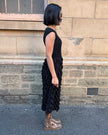 Indulge Me Pleated Top & Bubble Pleated Skirt Dress Black