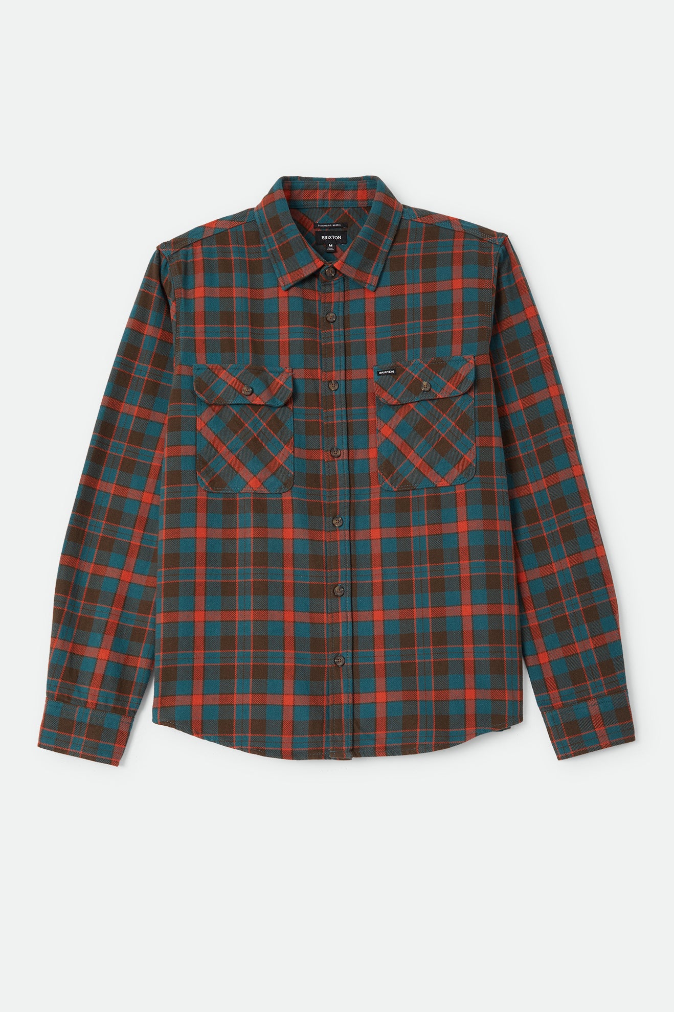 Brixton Bowery Flannel Walnut Brown/Ultra Marine