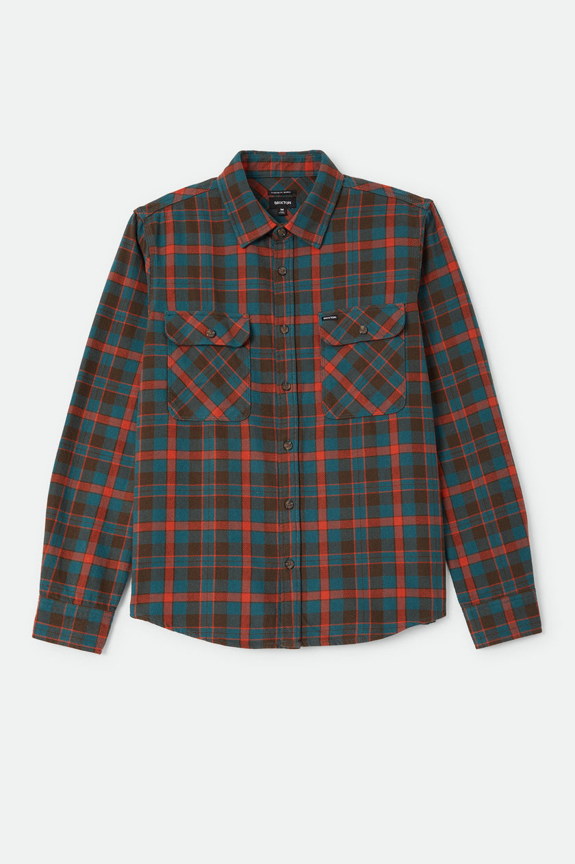 Brixton Bowery Flannel Walnut Brown/Ultra Marine