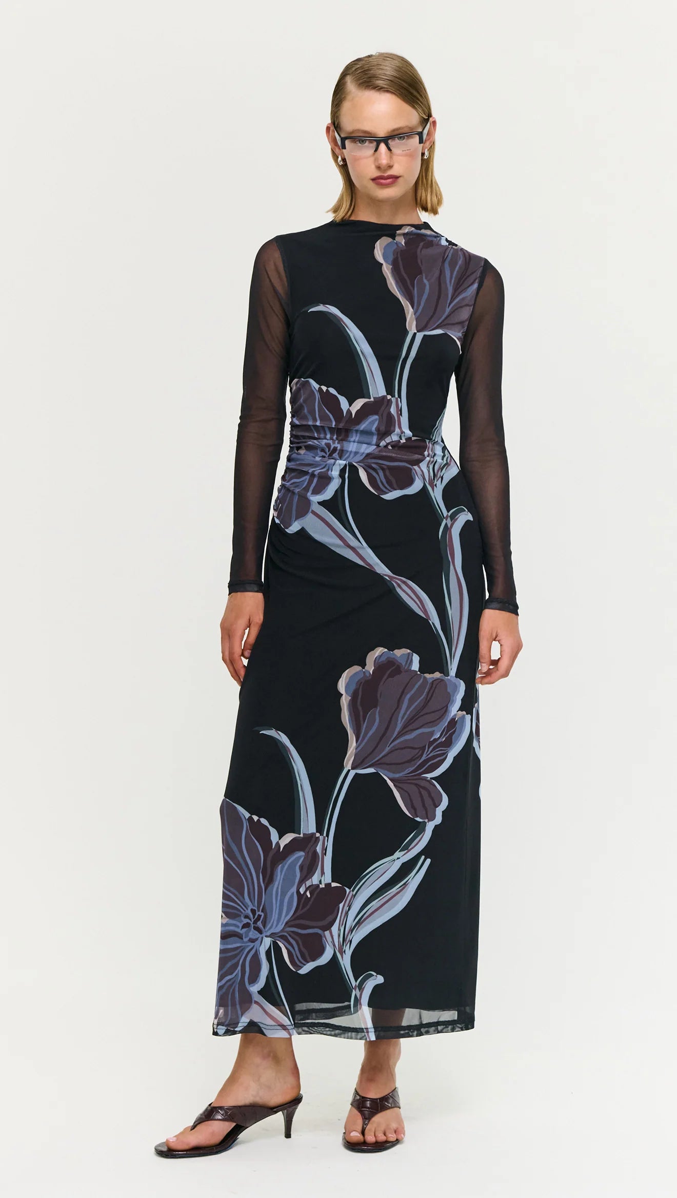 Staple The Label Stas Mesh Dress Midnight Floral