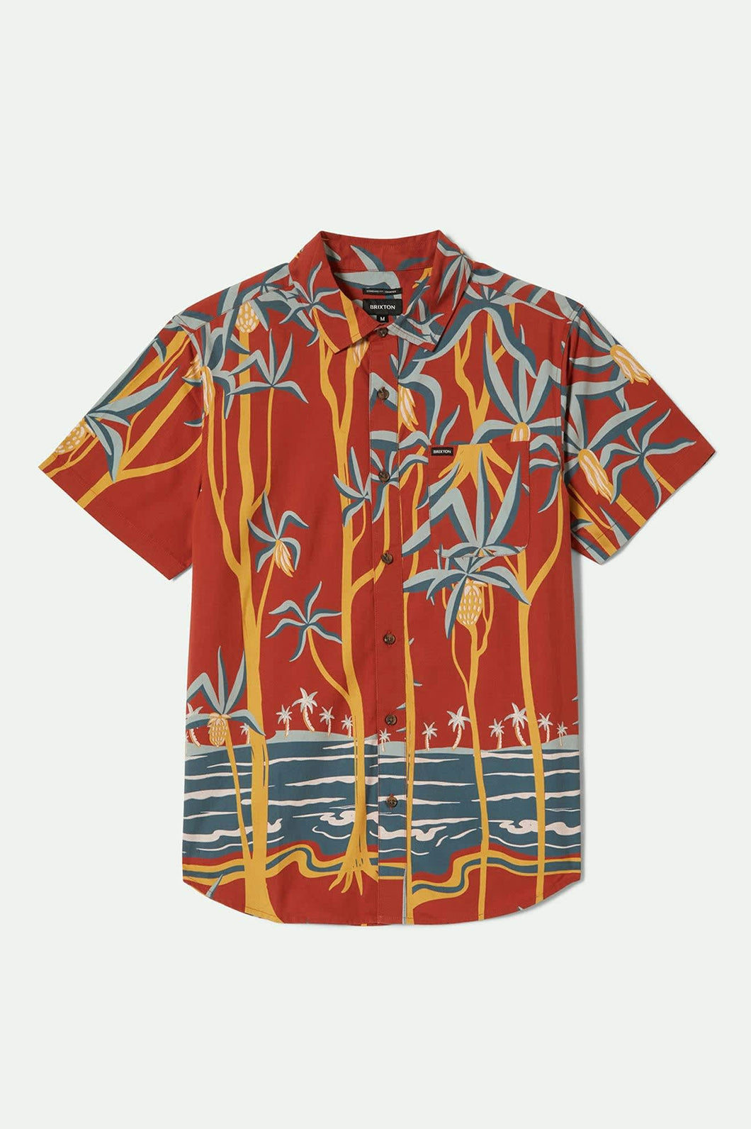 Brixton Charter Print S/S Woven Dark Red Scenic Trip