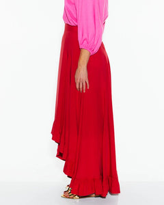 Fate + Becker All Night Ruffle Skirt Lipstick Red