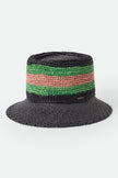 Brixton Ellee Festival Straw Bucket Hat Black/Silver Pink