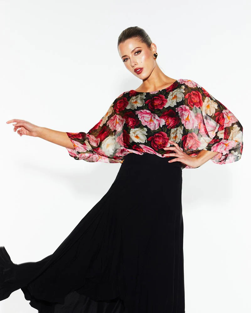 Fate + Becker Sunlight and Shadow Silk Top Oscar Floral