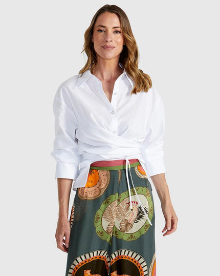 Fate + Becker Wildflare Wrap Shirt White