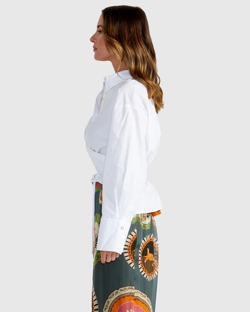 Fate + Becker Wildflare Wrap Shirt White