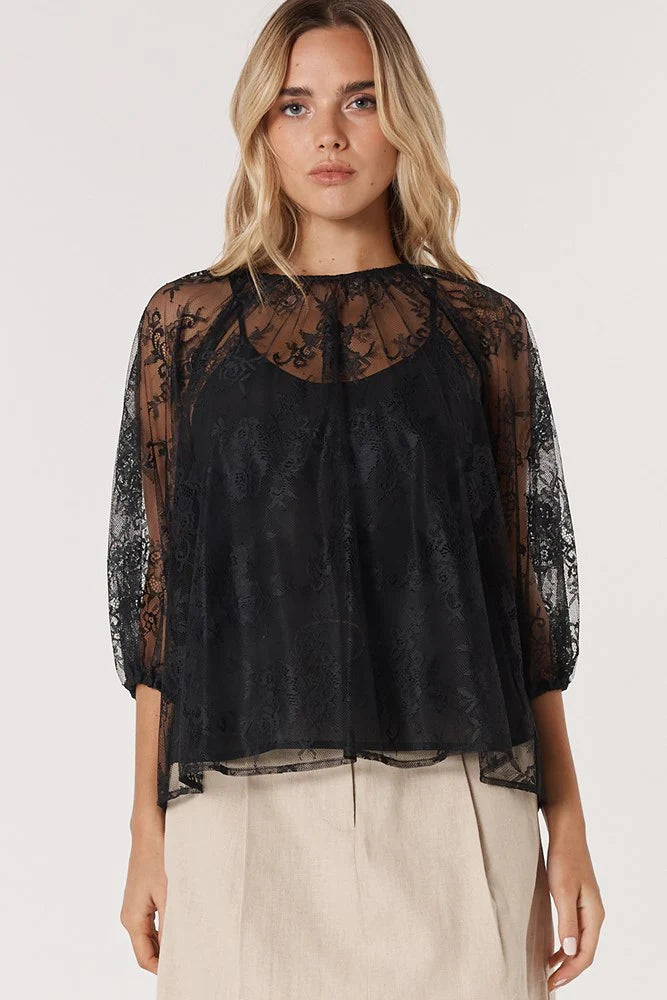 Fate + Becker Odyssey Lace Blouse Black