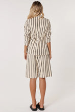 Load image into Gallery viewer, Fate + Becker Luna Wrap Blazer Cream/ Black Stripe
