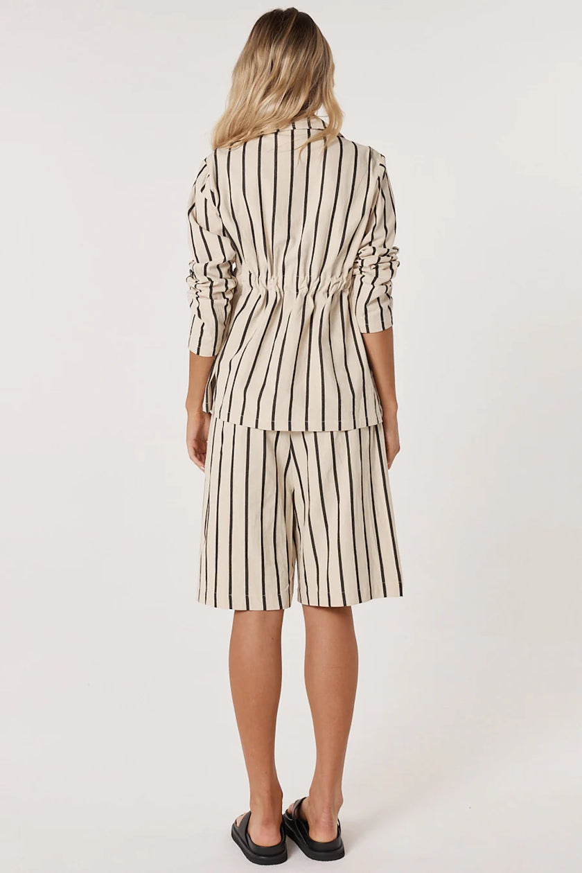 Fate + Becker Luna Wrap Blazer Cream/ Black Stripe