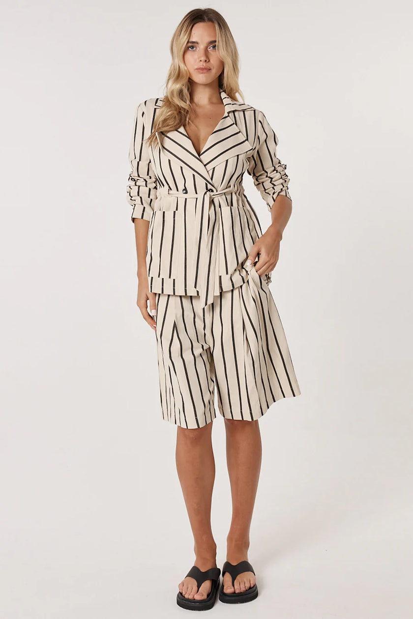 Fate + Becker Luna Bermuda Short Cream/ Black Stripe