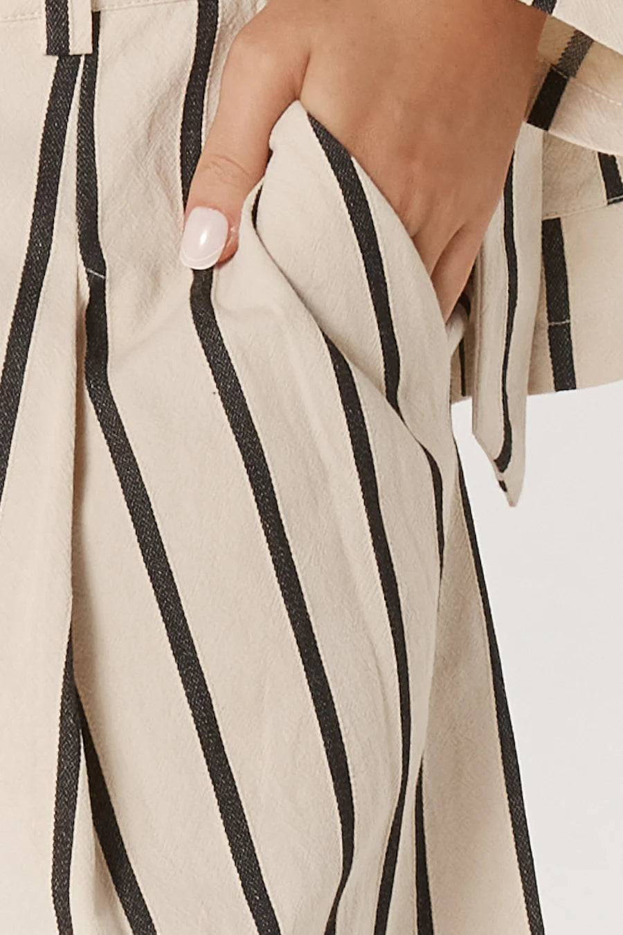 Fate + Becker Luna Bermuda Short Cream/ Black Stripe