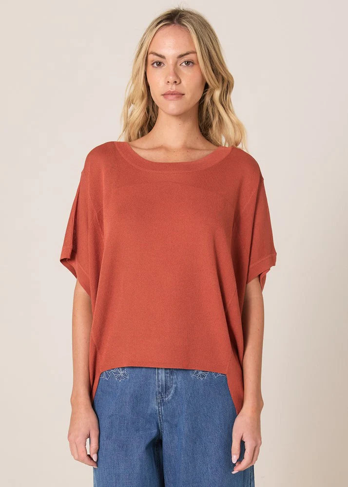 Fate + Becker Esther Knit Top Cinnamon Brown