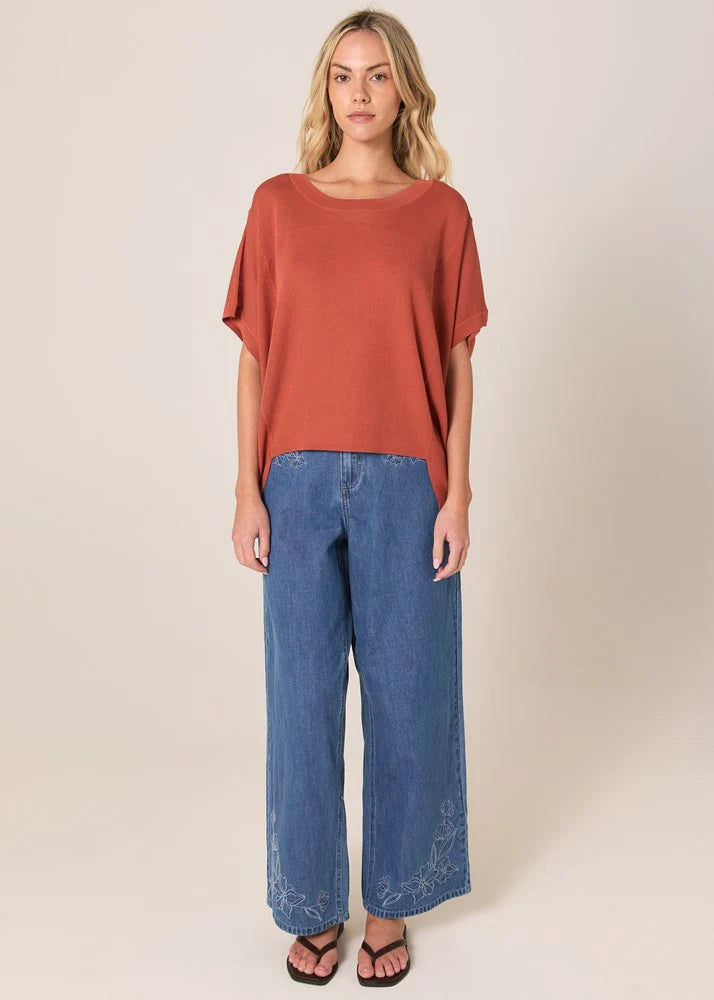 Fate + Becker Esther Knit Top Cinnamon Brown