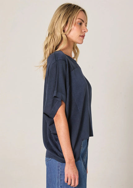 Fate + Becker Esther Knit Top Navy Blue