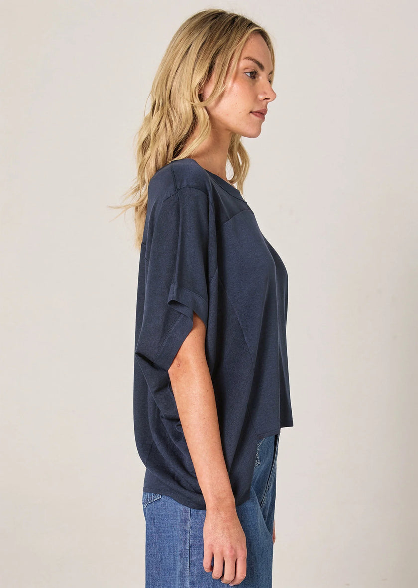 Fate + Becker Esther Knit Top Navy Blue