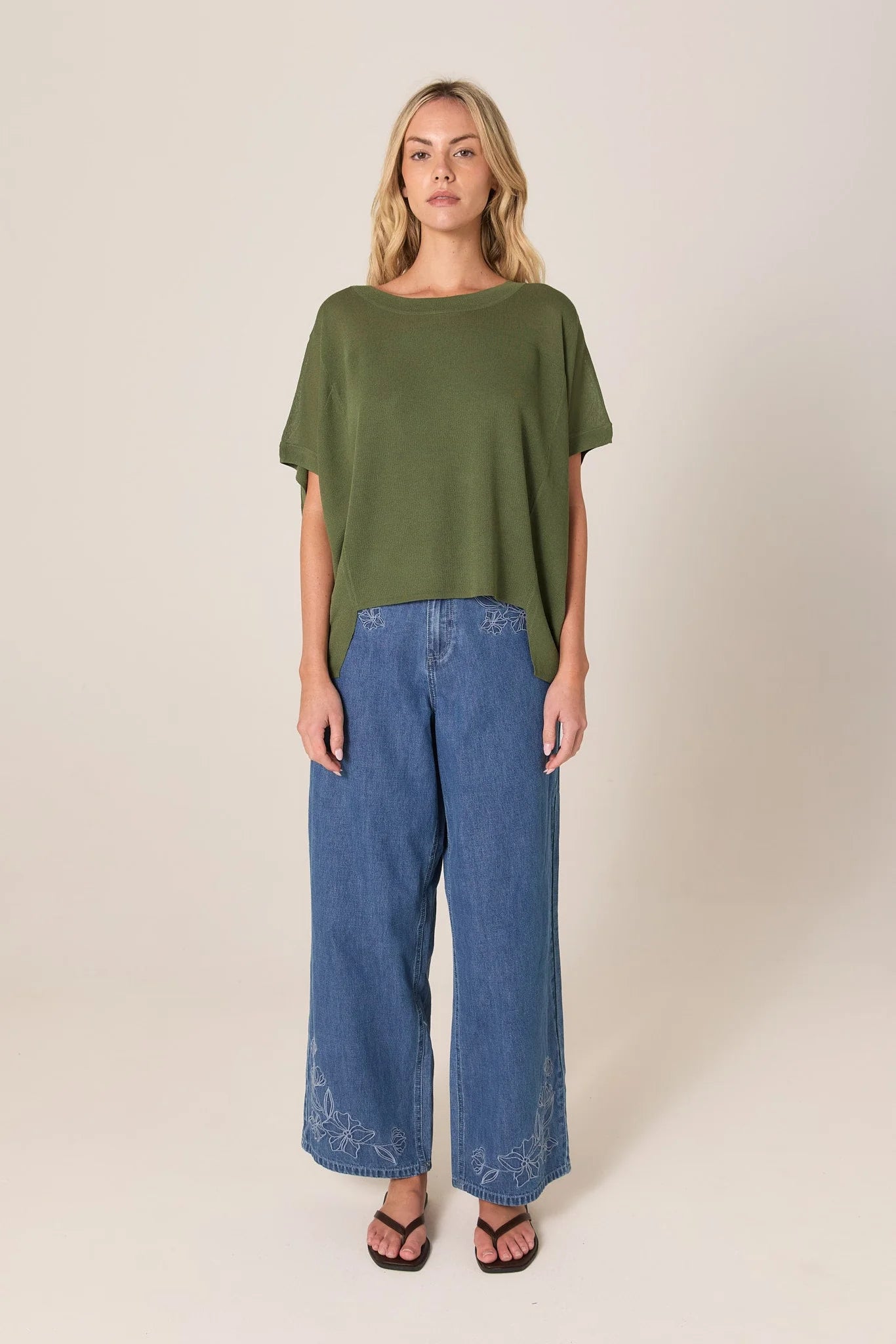 Fate + Becker Esther Knit Top Olive Green