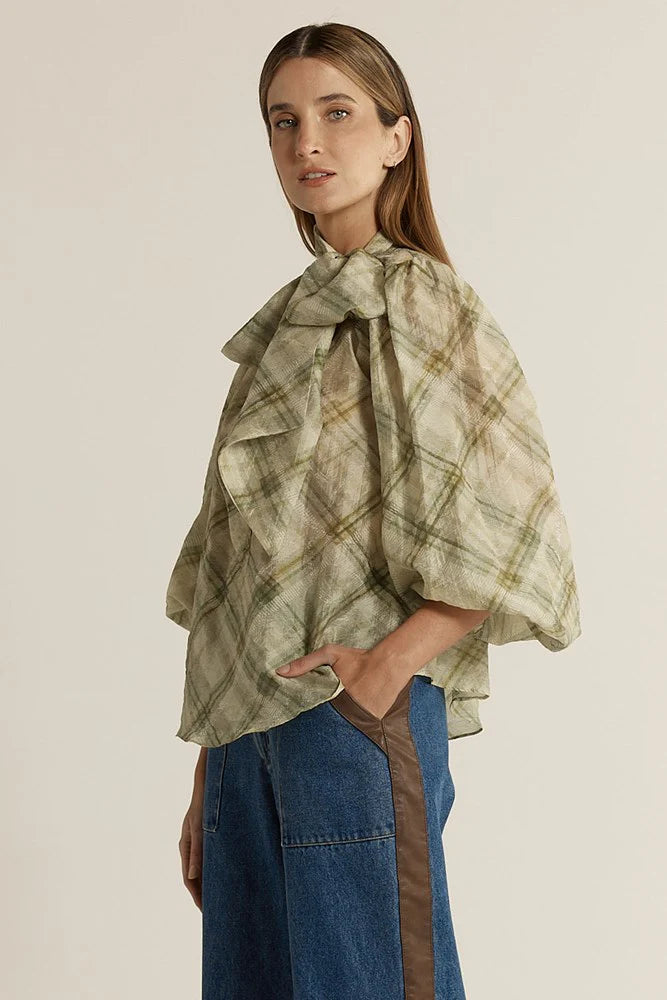 Fate + Becker Pussybow Blouse Moss Green
