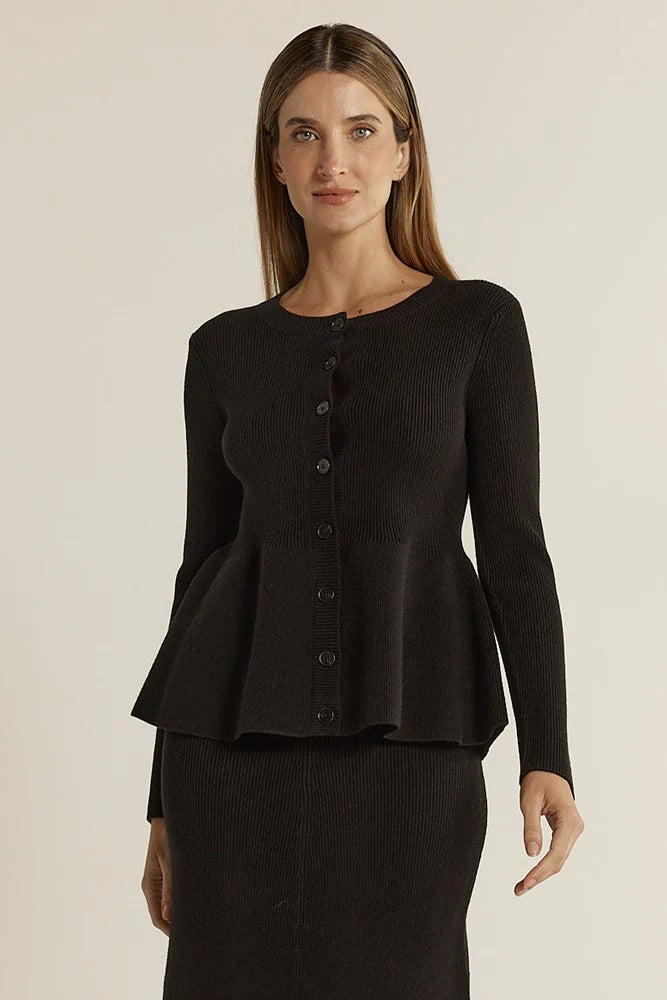 Fate + Becker Vale Peplum Cardigan Black