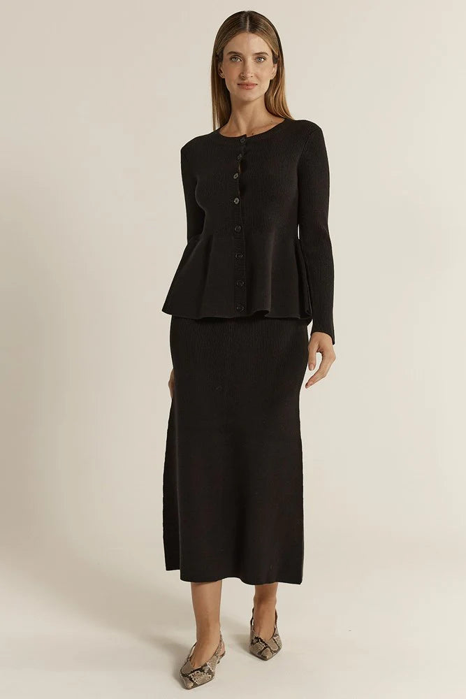 Fate + Becker Vale Peplum Cardigan Black