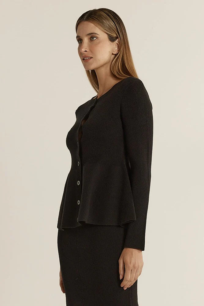 Fate + Becker Vale Peplum Cardigan Black