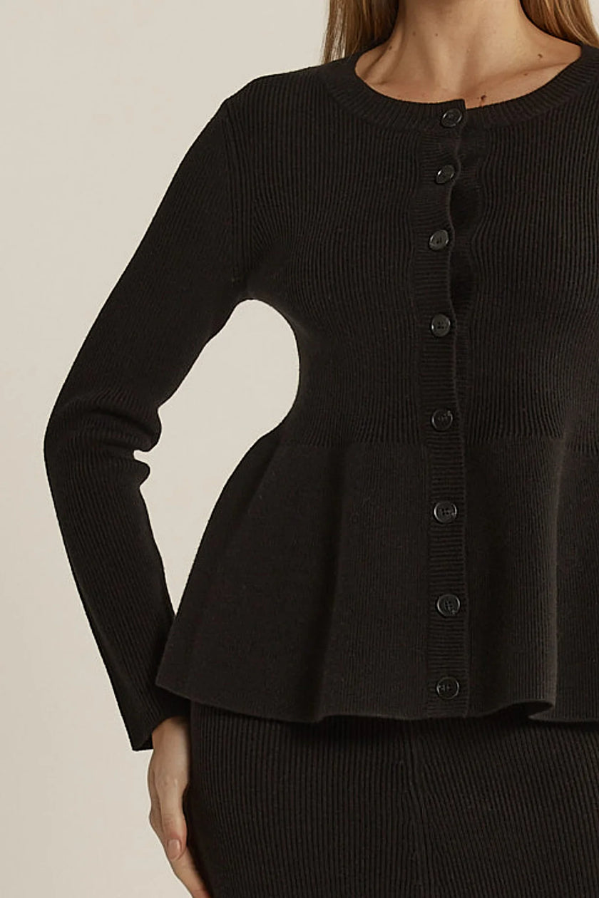Fate + Becker Vale Peplum Cardigan Black