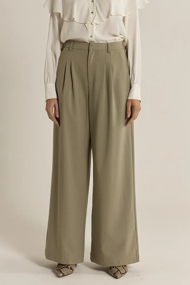 Fate + Becker Roan Pleat Front Pant Sage Green
