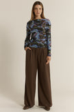 Fate + Becker Alix Mesh Top Blurred Floral Blue