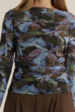 Fate + Becker Alix Mesh Top Blurred Floral Blue
