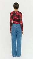 Staple The Label Amyra Mesh Top Bordeaux Garden