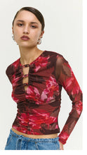 Load image into Gallery viewer, Staple The Label Amyra Mesh Top Bordeaux Garden
