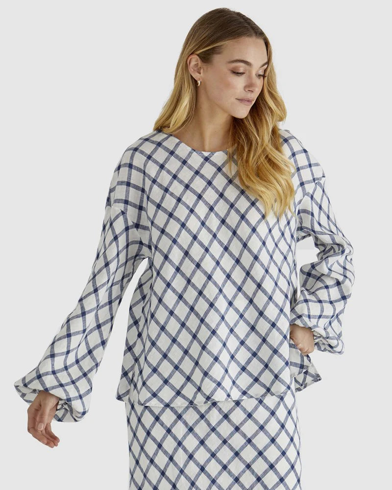 Sass Clothing Beau Top White Check