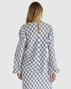 Sass Clothing Beau Top White Check