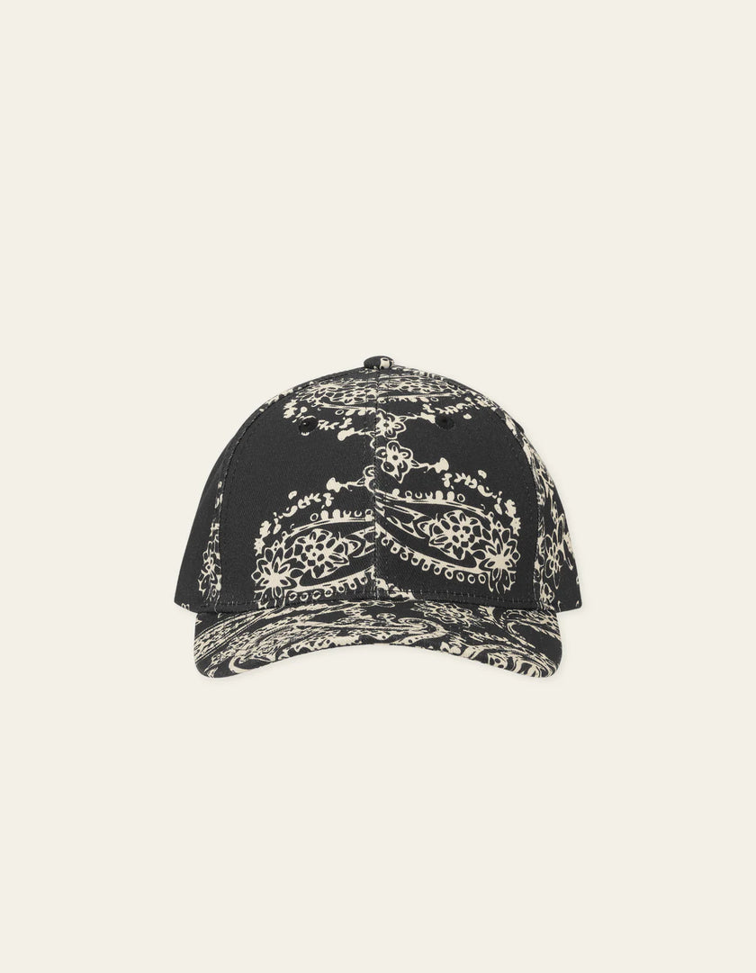 Les Deux Paisley AOP Baseball Cap Tap Shoe Black