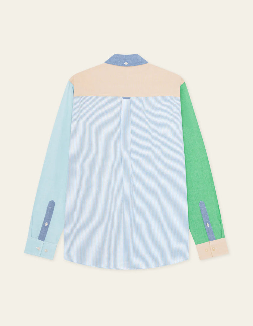 Les Deux Oxford Patchwork Shirt Skyway Blue