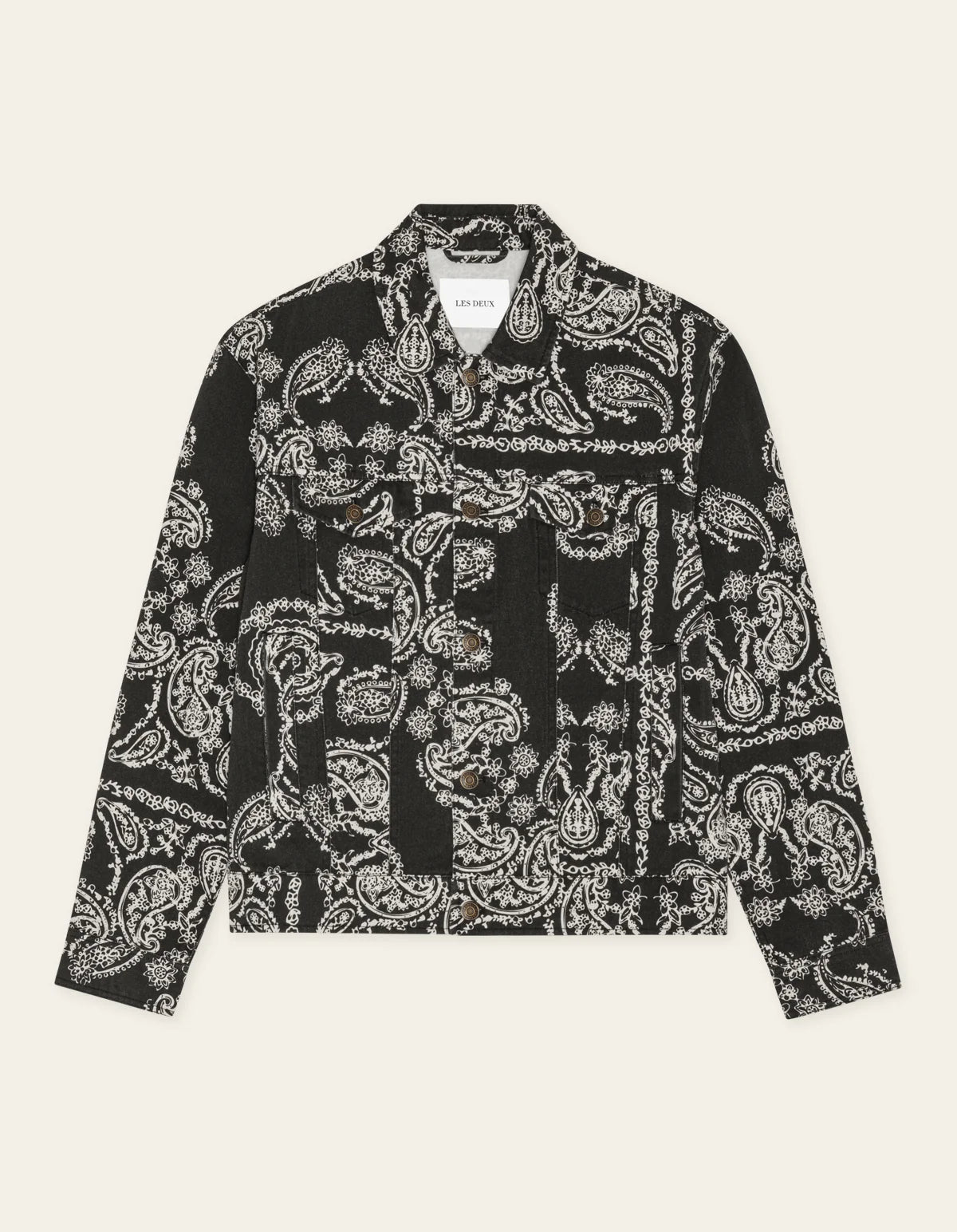 Les Deux Twill AOP Jacket Black White Multicolour