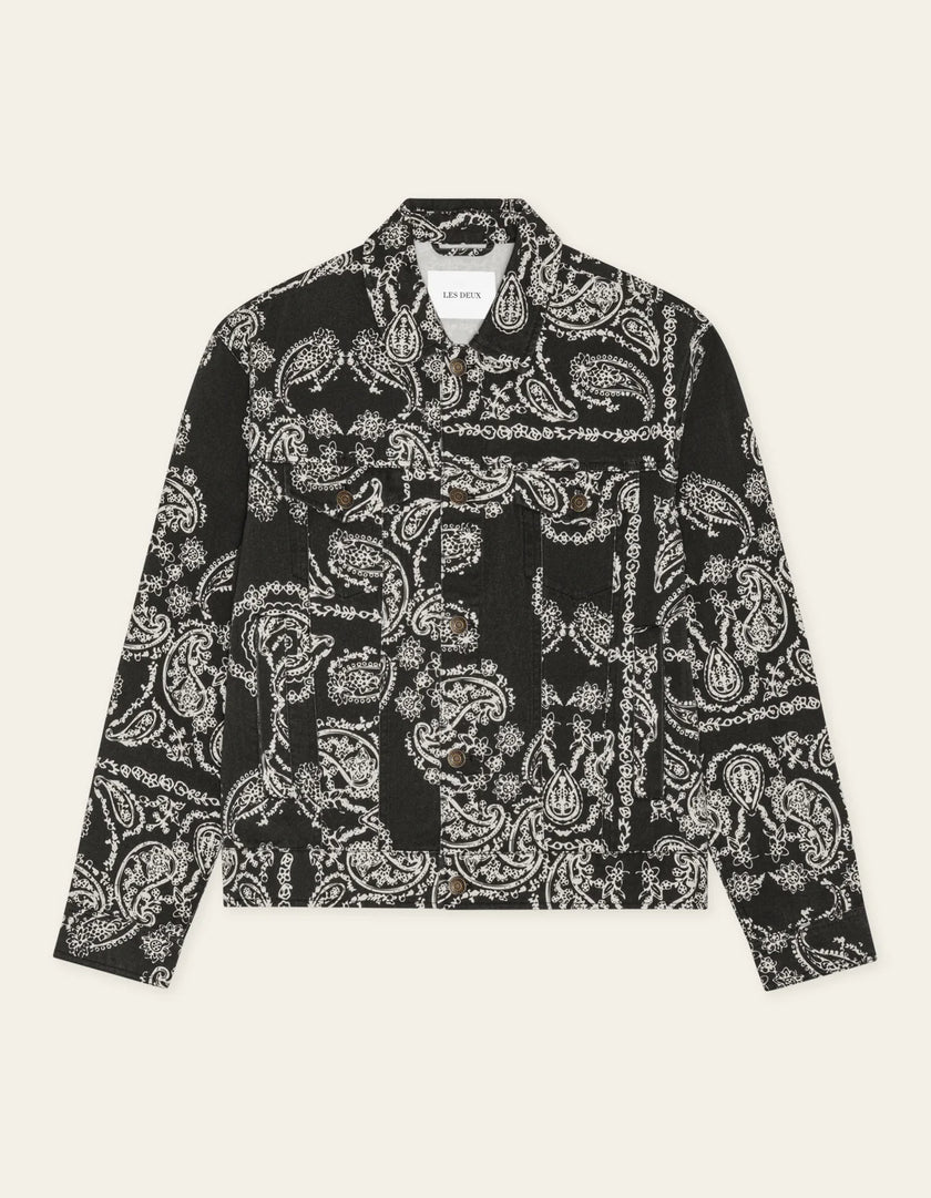 Les Deux Twill AOP Jacket Black White Multicolour